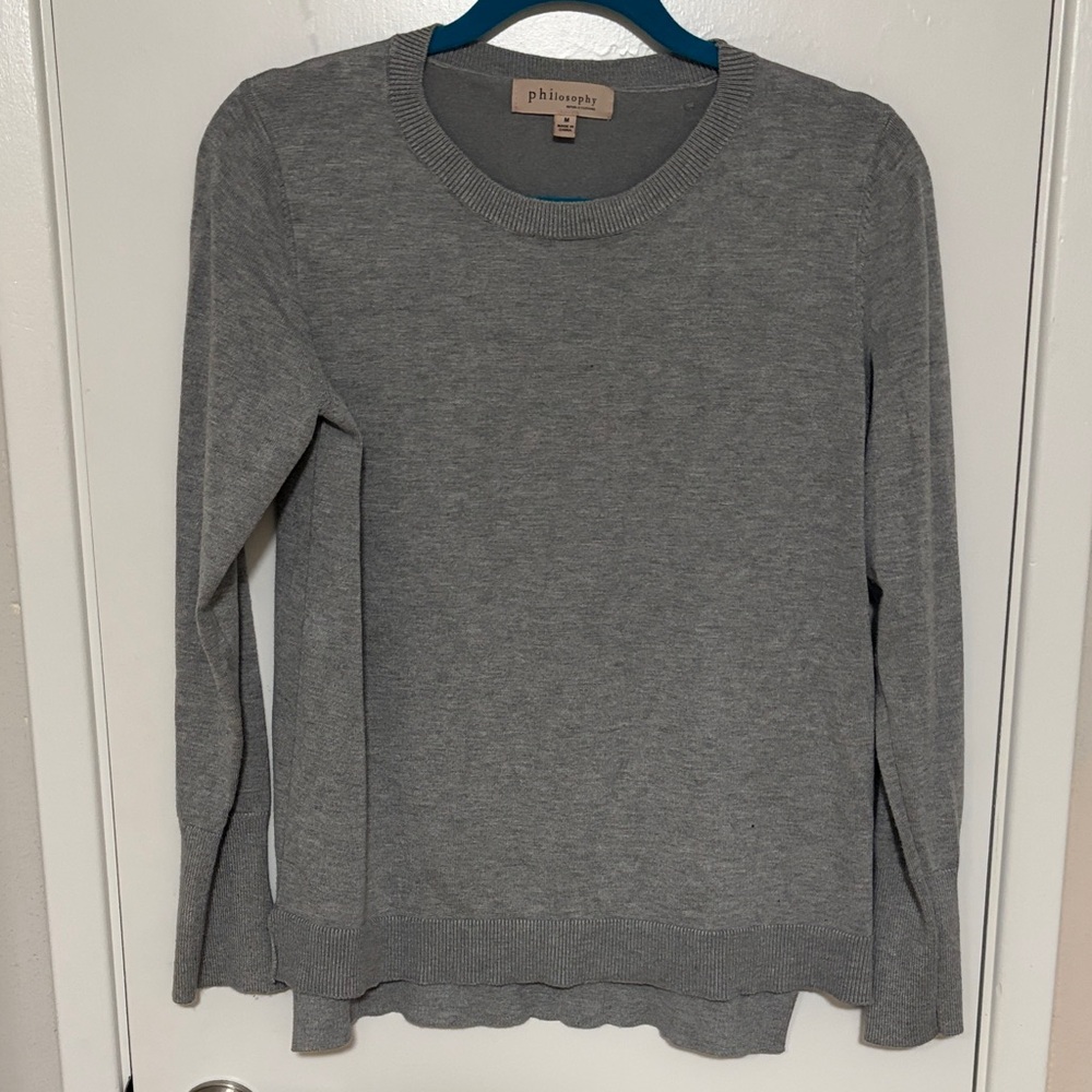 Philosophy Heather Gray Long Sleeve Top